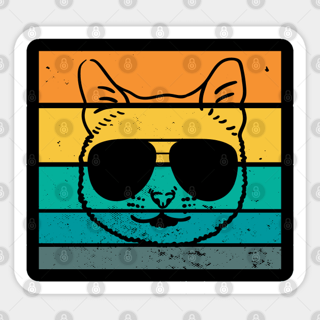 Cat Face With Sunglass Vintage Sticker by trendybestgift